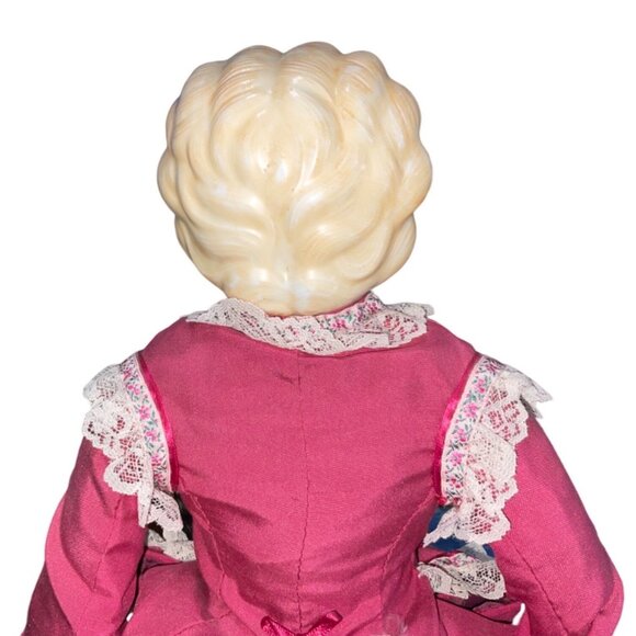 Victorian Porcelain Doll With Pink Lace Dress & Blonde Curls - Picture 9 of 16